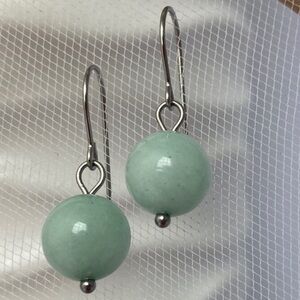 𝅺AMAZONITE Stainless Steel Drop Earrings